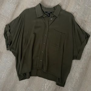 Olive Green Short Sleeve Button Down